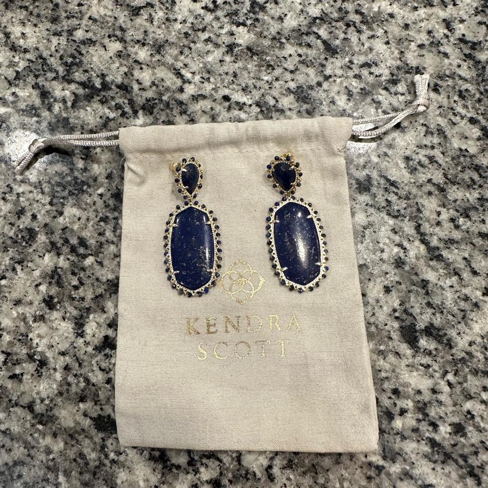 Kendra Scott Blue and Gold Vintage-Inspired Earrings